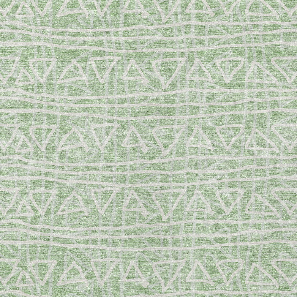 3' X 5' Mint Green Artichoke Green And Ivory Geometric Washable Indoor Outdoor Area Rug