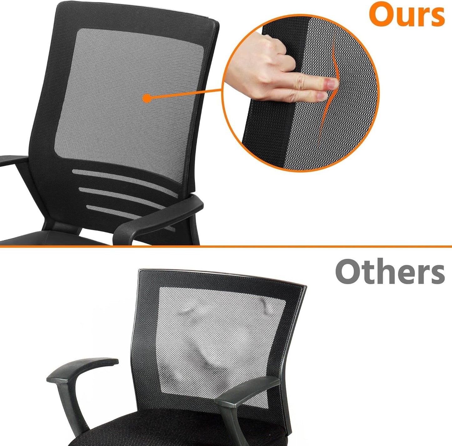 Ergonomic Office Chair Leather Seat and Mesh Back Computer Chair Executive Chair Mid-Back Rolling Swivel Chair with Lumbar Support and Armrests Adjustable Height for Office Meeting, Black