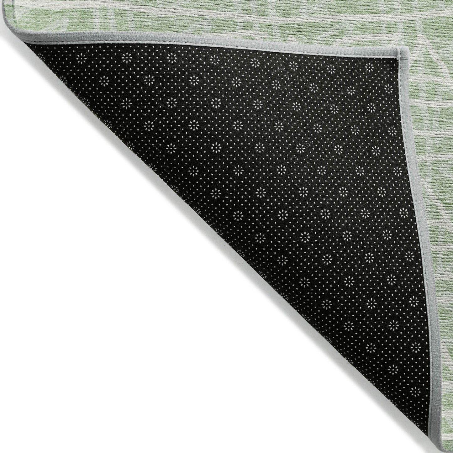 3' X 5' Mint Green Artichoke Green And Ivory Geometric Washable Indoor Outdoor Area Rug