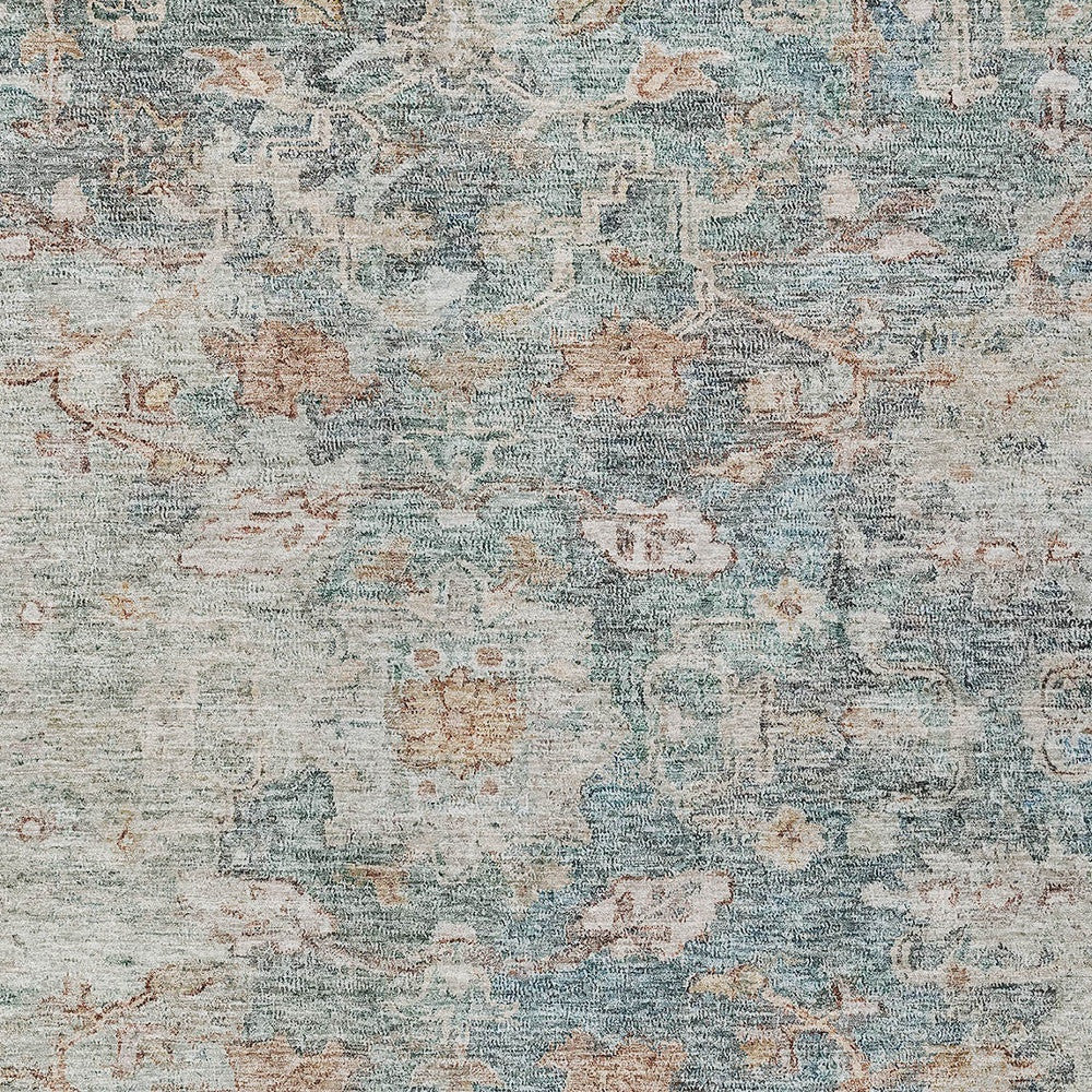 3' X 5' Green Blue And Gray Oriental Washable Indoor Outdoor Area Rug